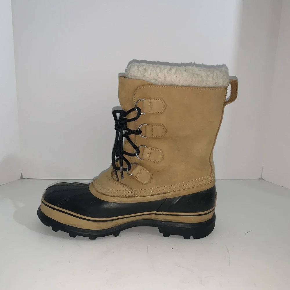 Sorel Caribou Boots Mens Size 9 Brown Nubuck Waterproof Snow Lace Up NM1000-281